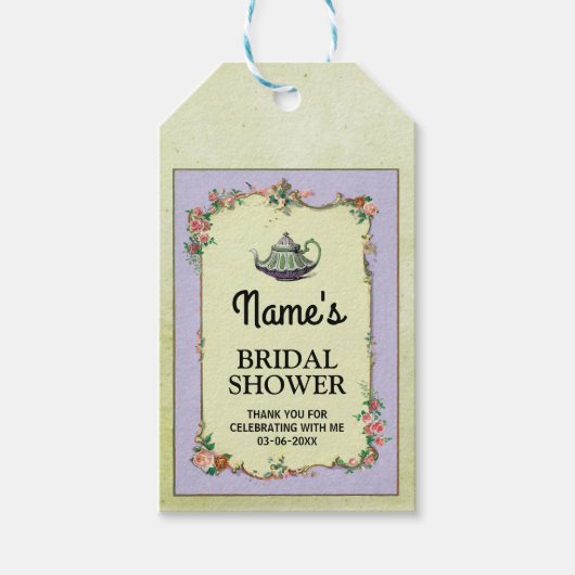 Vielen Dank Tag Wonderland Teapot Brautparty Geschenkanhänger (Vorderseite)