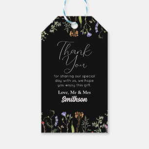 Vielen Dank Tags Hochzeit Wildblume Floral Dark Geschenkanhänger
