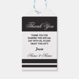 Vielen Dank Tags Stripe Schwarz-weiß Elegant Hochz Geschenkanhänger
