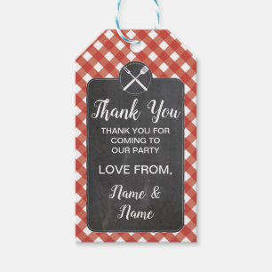 Vielen Dank Tags Wedding Red Gingham GRILLEN Chalk Geschenkanhänger