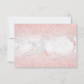 Vielen Dank Taufe Imitats rosa Glitzer auf Marmor Einladung (Rückseite)