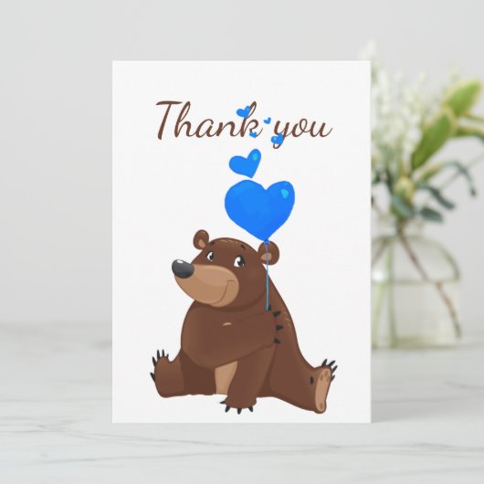 Vielen Dank Teddy Bear Balloons Cartoon Fun Animal Dankeskarte (Stehend Vorderseite)