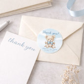 Vielen Dank Teddy Bear Boy Baby Dusche Runder Aufkleber