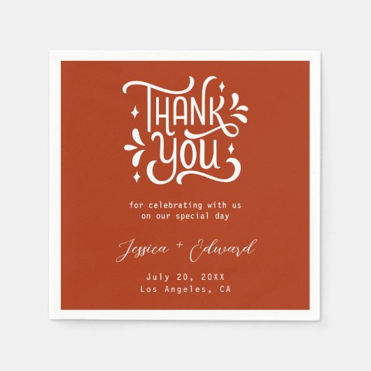 Vielen Dank Terracotta Burnt Orange Modern Chic Serviette (Vorderseite)