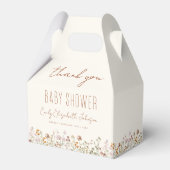 Vielen Dank Terracotta Wildblume Boho Baby Dusche Geschenkschachtel (Rückseite)