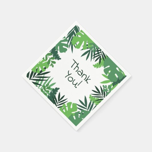 Vielen Dank Text Dschungelpalme Blätter Rahmen Serviette (Ecke)