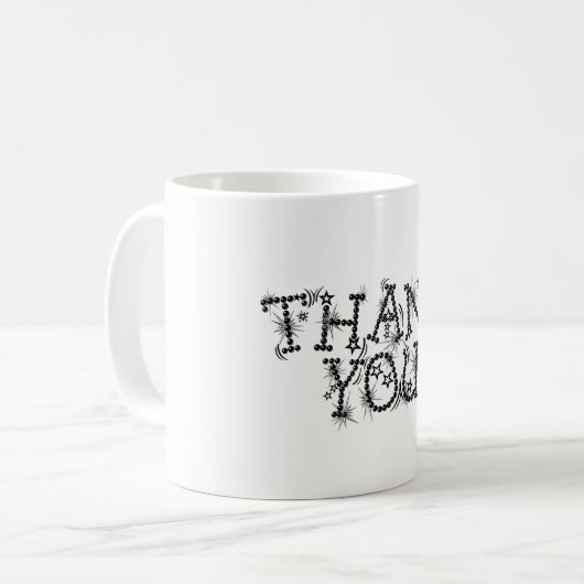 Vielen Dank Text Elegant Stars Typografie Kaffeetasse (Vorderseite Links)