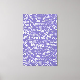 Vielen Dank Text Lila Canvas Print Multilingual Leinwanddruck