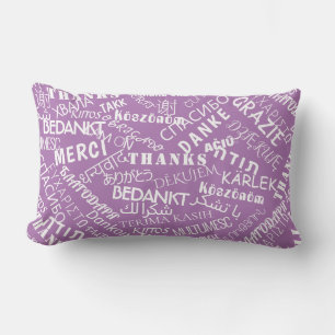 Vielen Dank Text Lila Pillow Multi Language Lendenkissen