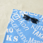 Vielen Dank Text Multilingual Blue Beach Handtuch (Beispiel)