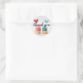 Vielen Dank Text Pink Blue Heart Cupcakes Runder Aufkleber (Tasche)