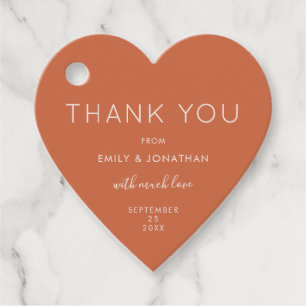 Vielen Dank Text Terracotta Custom Wedding Heart Geschenkanhänger