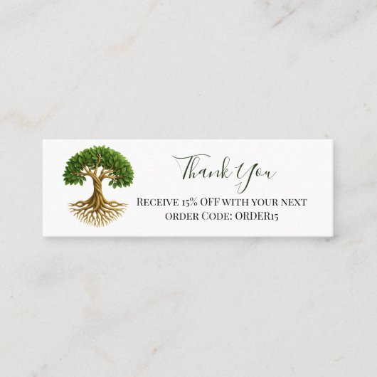 Vielen Dank Tree of Life Discount Code QR Beilage Mini Visitenkarte (Vorderseite)