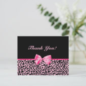 Vielen Dank, trendy rosa und schwarz Leopard Ribbo Postkarte (Stehend Vorderseite)
