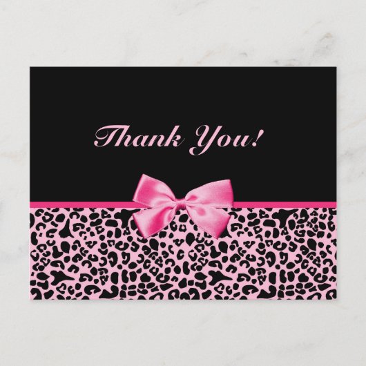 Vielen Dank, trendy rosa und schwarz Leopard Ribbo Postkarte (Vorderseite)