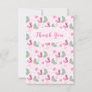 Vielen Dank Tropical Flamingo Blume Blätter Muster Dankeskarte