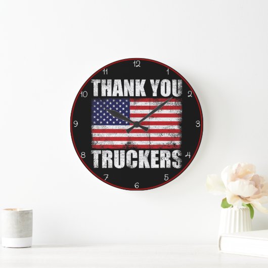Vielen Dank, Truckers American Flag Große Wanduhr (Zuhause)