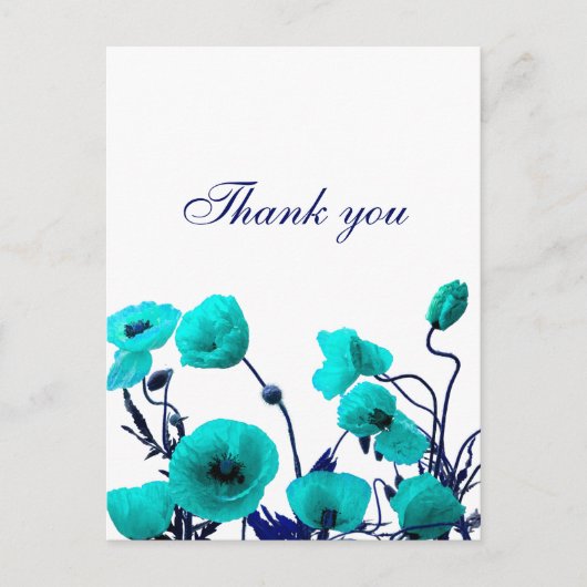 Vielen Dank Türkis Blue Poppy Blumenkunst Custom Postkarte (Vorderseite)