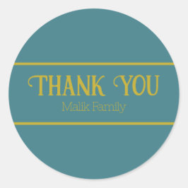 Vielen Dank Türkis Solid Color Personalize Runder Aufkleber