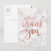 Vielen Dank Typografie auf graurosa Marmor Postkarte (Vorne/Hinten)