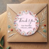 Vielen Dank Typografie Blumenrot Rosa Klassiker Runder Aufkleber