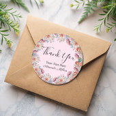 Vielen Dank Typografie Blumenrot Rosa Klassiker Runder Aufkleber