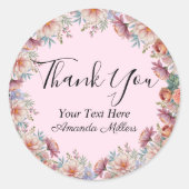 Vielen Dank Typografie Blumenrot Rosa Klassiker Runder Aufkleber (Vorderseite)