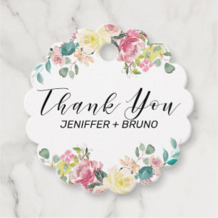 Vielen Dank Typografie Bunte Blume Bouquet Geschenkanhänger