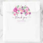 Vielen Dank Typografie lila chic florale Aquarell Runder Aufkleber (Tasche)