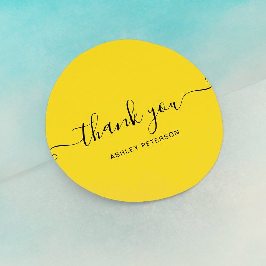 Vielen Dank Typografie minimalistisch cool gelb Runder Aufkleber