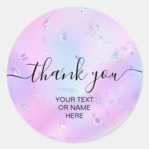Vielen Dank Typografie minimalistisch iridescent O Runder Aufkleber