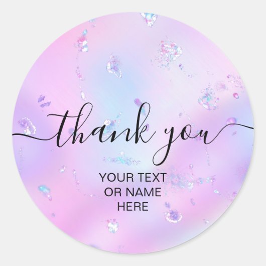 Vielen Dank Typografie minimalistisch iridescent O Runder Aufkleber (Vorderseite)