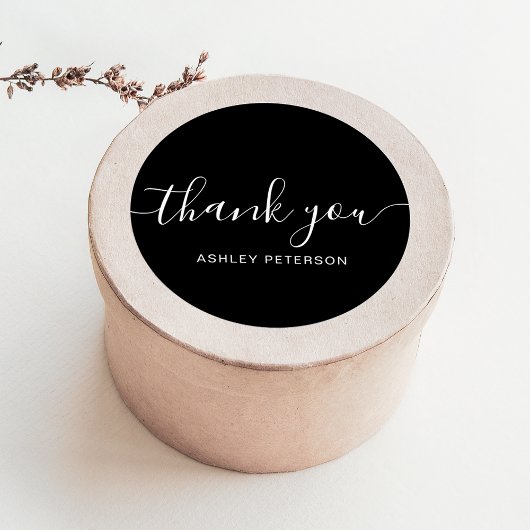 Vielen Dank Typografie minimalistisch weiß schwarz Runder Aufkleber