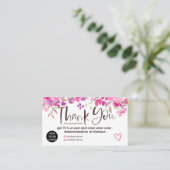 Vielen Dank Typografie Pinsel rosa florale Aquarel Visitenkarte (Stehend Vorderseite)