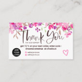 Vielen Dank Typografie Pinsel rosa florale Aquarel Visitenkarte (Vorderseite)