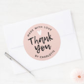 Vielen Dank Typografie rot Rosa Classic Round Stic Runder Aufkleber (Umschlag)