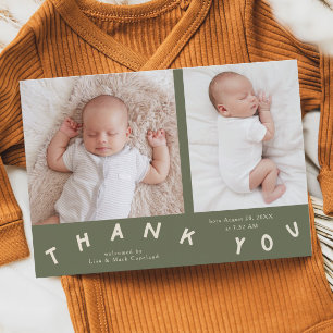 Vielen Dank Typografie Sage Green Birth Foto Ankündigung