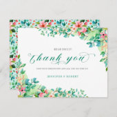 Vielen Dank Typografie Seaside Blume border Dankeskarte (Vorne/Hinten)