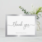 Vielen Dank, Typografie, Silber und Weiß Hintergru Dankeskarte (Stehend Vorderseite)