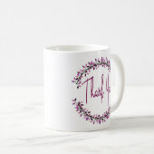Vielen Dank Typografie Simple Chic Leaf Wreath Kaffeetasse (VorderseiteRechts)