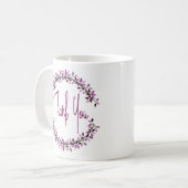 Vielen Dank Typografie Simple Chic Leaf Wreath Kaffeetasse (Vorderseite Links)
