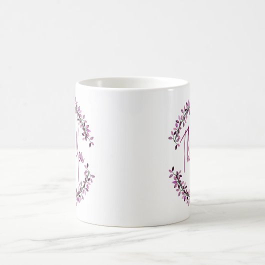 Vielen Dank Typografie Simple Chic Leaf Wreath Kaffeetasse (Mittel)