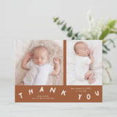 Vielen Dank Typografie Terracotta Birth Foto Ankündigung (Stehend Vorderseite)