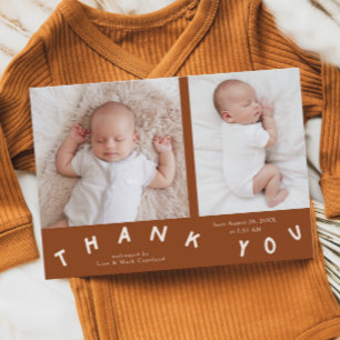 Vielen Dank Typografie Terracotta Birth Foto Ankündigung