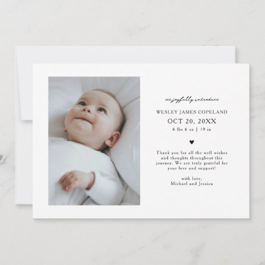 Vielen Dank Typografy Birth Announcement Foto Ankündigung (Rückseite)