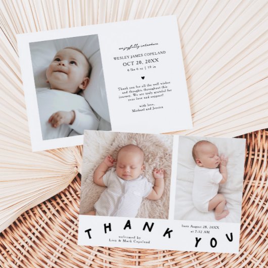Vielen Dank Typografy Birth Announcement Foto Ankündigung