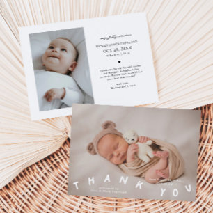 Vielen Dank Typografy Birth Announcement Foto Ankündigung