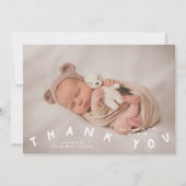 Vielen Dank Typografy Birth Announcement Foto Ankündigung (Vorderseite)