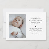 Vielen Dank Typografy Birth Announcement Foto Ankündigung (Rückseite)