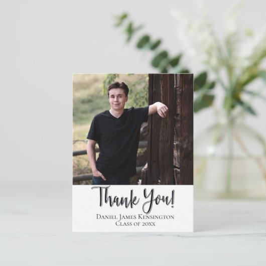 Vielen Dank Typografy Script Abschluss Postkarte (Stehend Vorderseite)